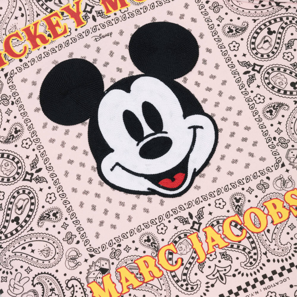 MARC JACOBS-Платье-худи розовое из хлопка с банданой и Микки Маусом для девочек | Childrensalon