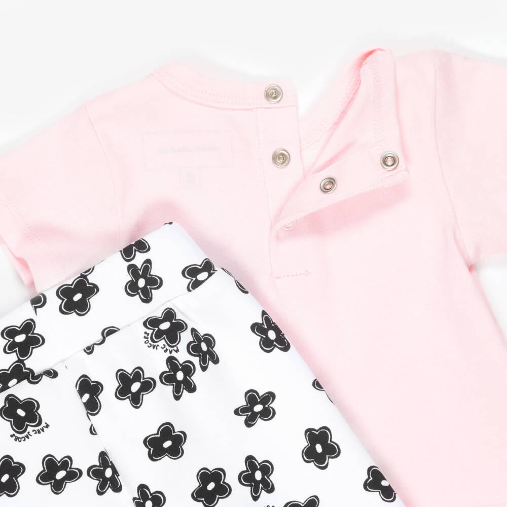 MARC JACOBS-Girls Pink Cotton Daisy Print Leggings Set | Childrensalon