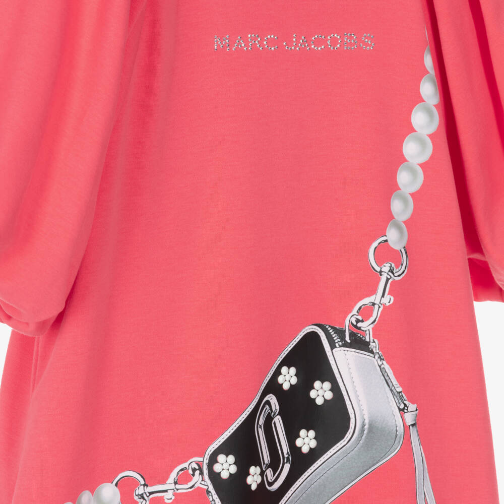 MARC JACOBS-Girls Pink Cotton Jersey Snapshot Bag Print Dress | Childrensalon