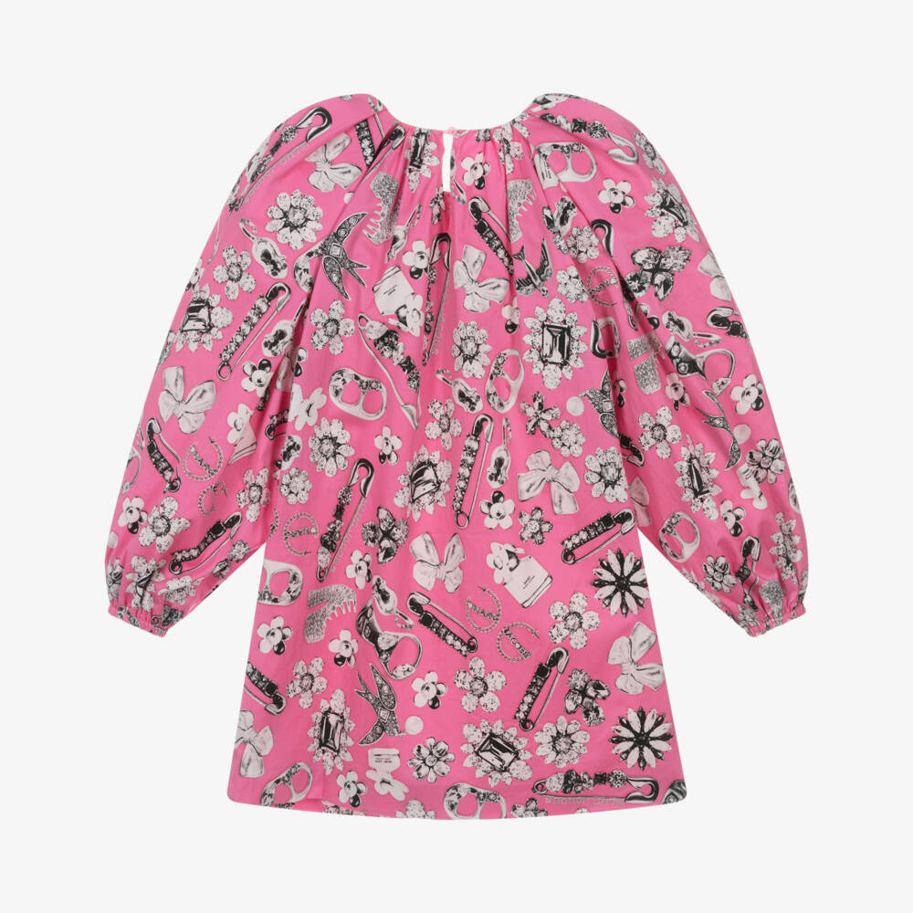 MARC JACOBS-Girls Pink Cotton Jewel & Charm Print Dress | Childrensalon