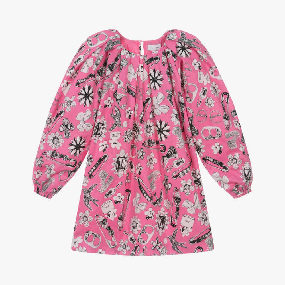 MARC JACOBS-Girls Pink Cotton Jewel & Charm Print Dress | Childrensalon