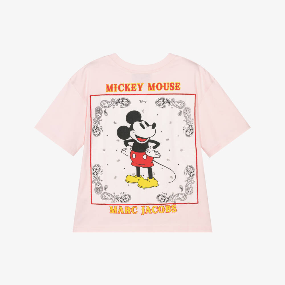 MARC JACOBS-Girls Pink Cotton Mickey Mouse Peace Sign T-Shirt | Childrensalon