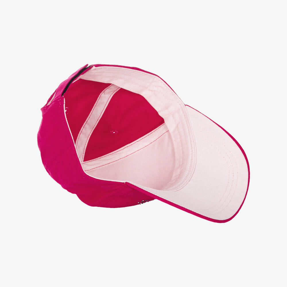 MARC JACOBS-Girls Pink Cotton Twill Cap with Colourful Diamanté Logo | Childrensalon