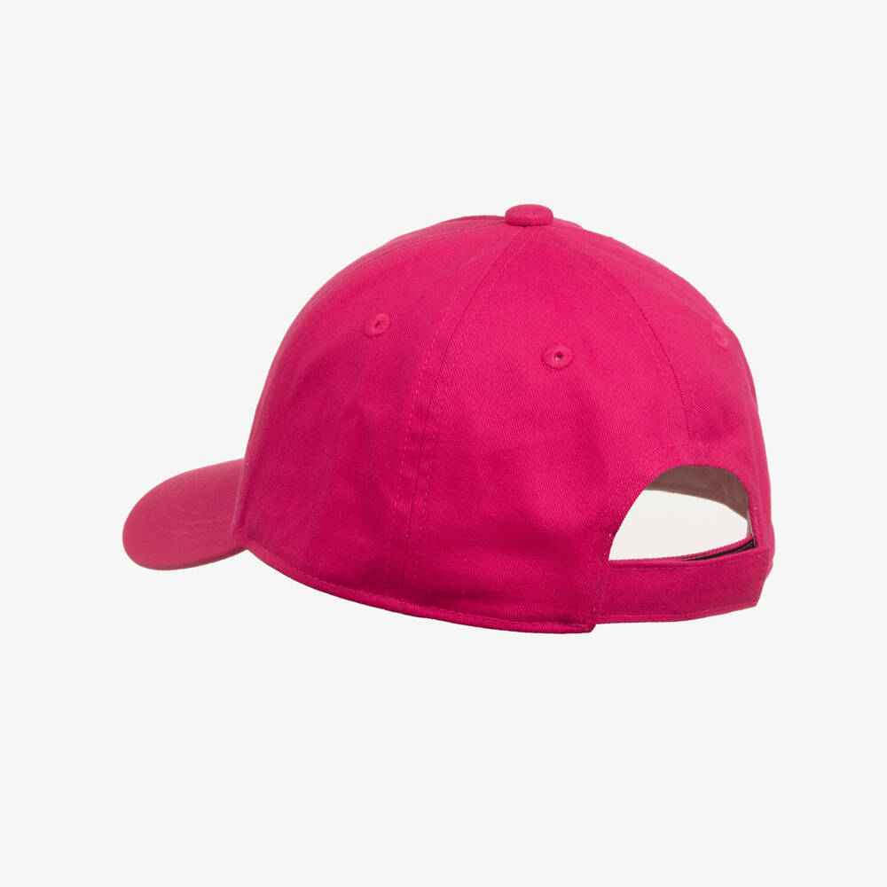 MARC JACOBS-Girls Pink Cotton Twill Cap with Colourful Diamanté Logo | Childrensalon