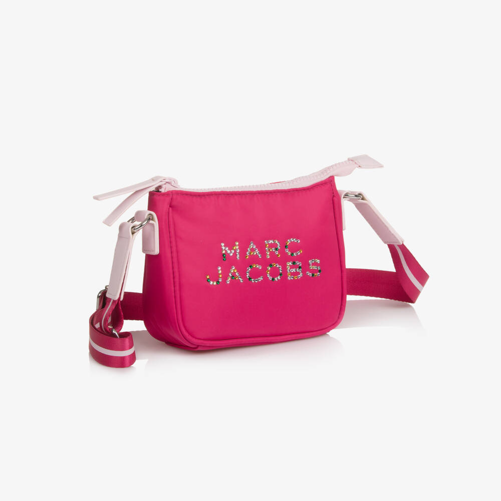 MARC JACOBS-Girls Pink Diamanté Logo Crossbody Bag (16cm) | Childrensalon