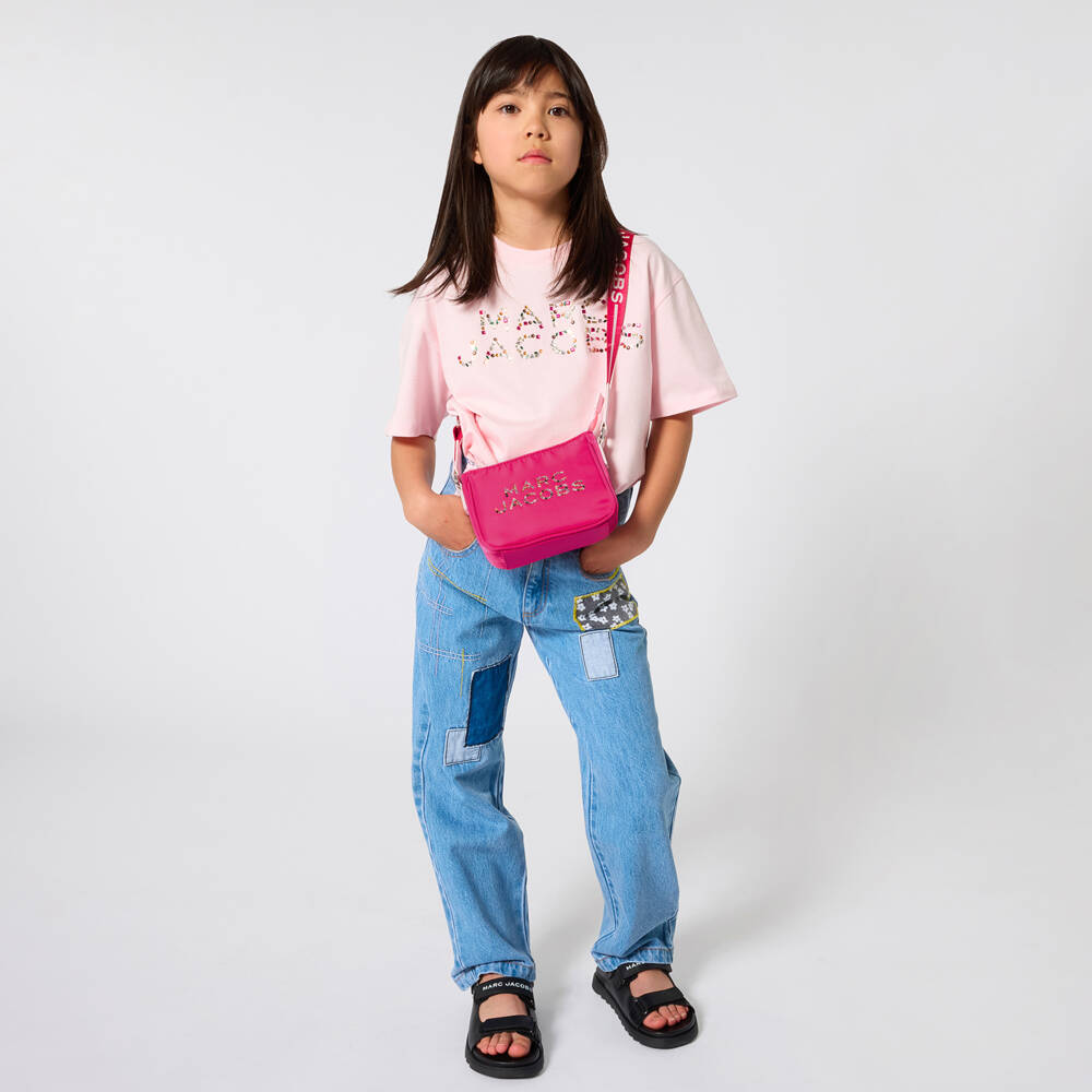 MARC JACOBS-Girls Pink Diamanté Logo Crossbody Bag (17cm) | Childrensalon