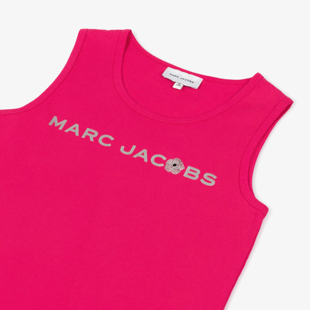 MARC JACOBS-Girls Vibrant Pink Cotton Vest Top | Childrensalon