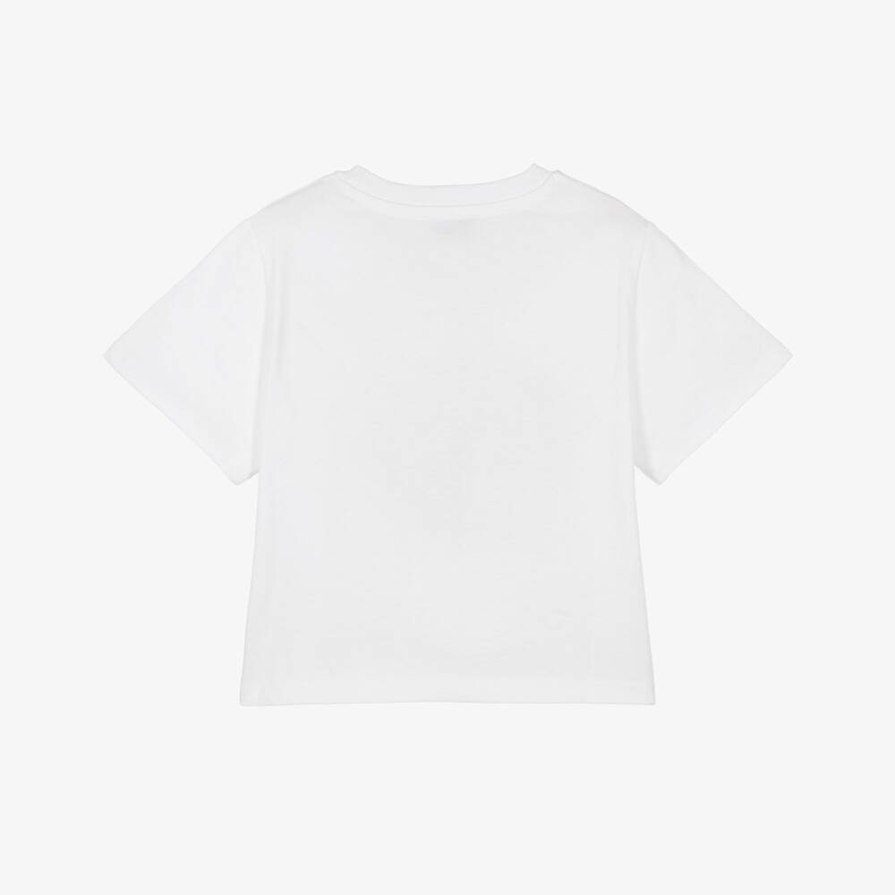 MARC JACOBS-Girls White Cotton Daisy Patch T-Shirt | Childrensalon