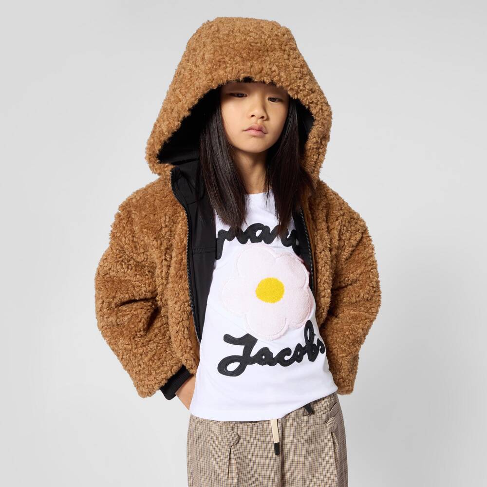 MARC JACOBS-Girls White Cotton Daisy Patch T-Shirt | Childrensalon