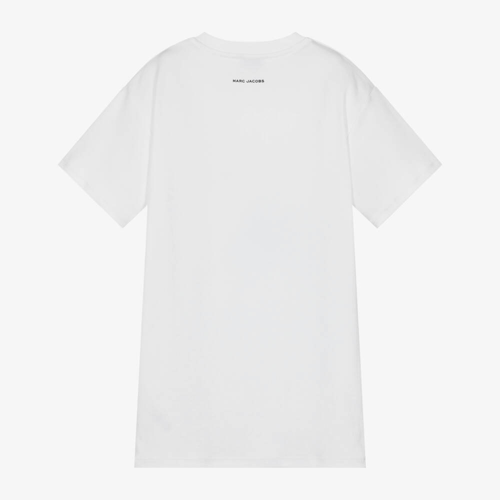 MARC JACOBS-GIrls White Cotton Jersey Printed Bag Dress | Childrensalon