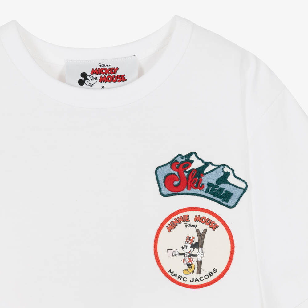 MARC JACOBS-Girls White Minnie Mouse Ski Print T-Shirt | Childrensalon