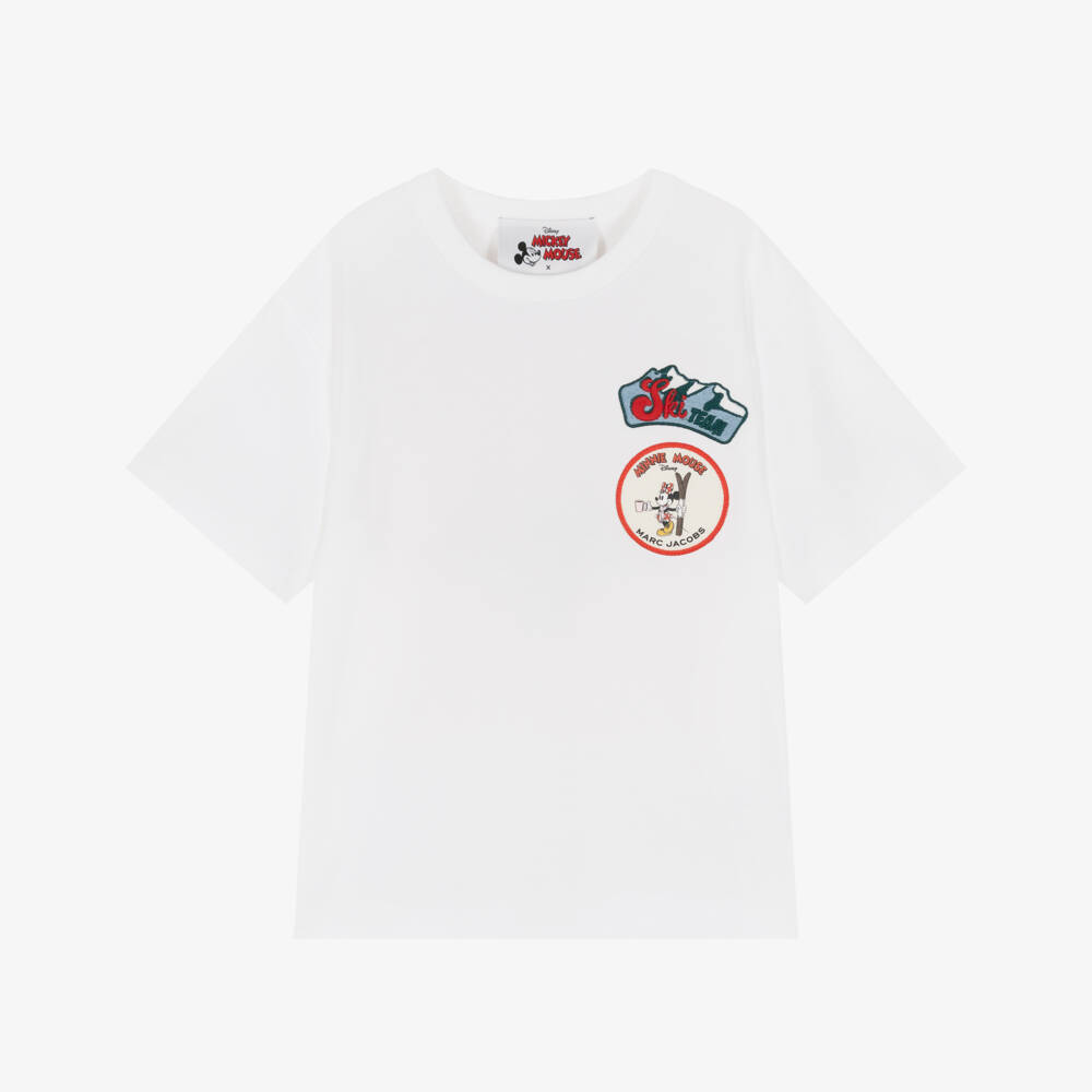 MARC JACOBS-Girls White Minnie Mouse Ski Print T-Shirt | Childrensalon