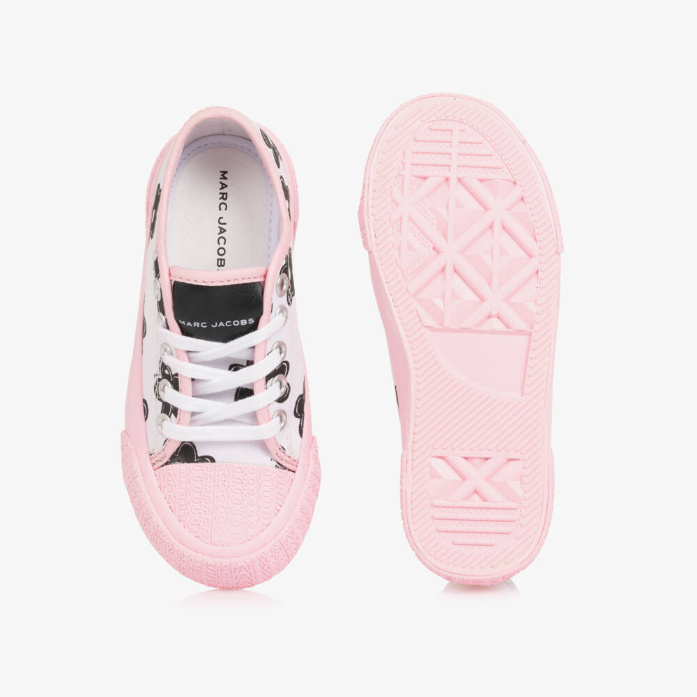 MARC JACOBS-Girls White & Pink Daisy Trainers | Childrensalon
