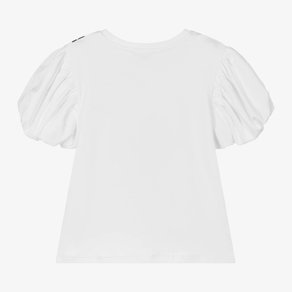 Fendi Girls Trompe l'oeil Bow Print Sweatshirt in White