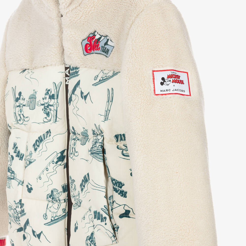 MARC JACOBS-Ivory Fleece Jacket with Disney Ski Print | Childrensalon