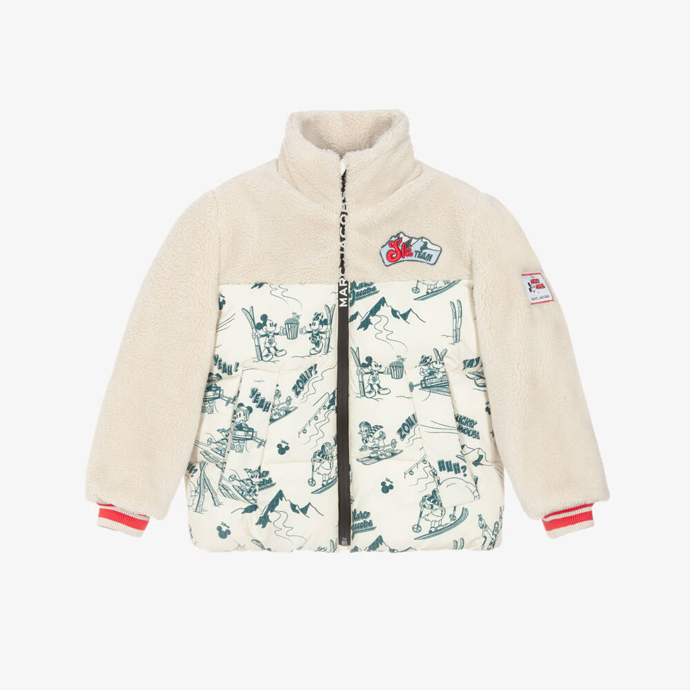 MARC JACOBS-Ivory Fleece Jacket with Disney Ski Print | Childrensalon