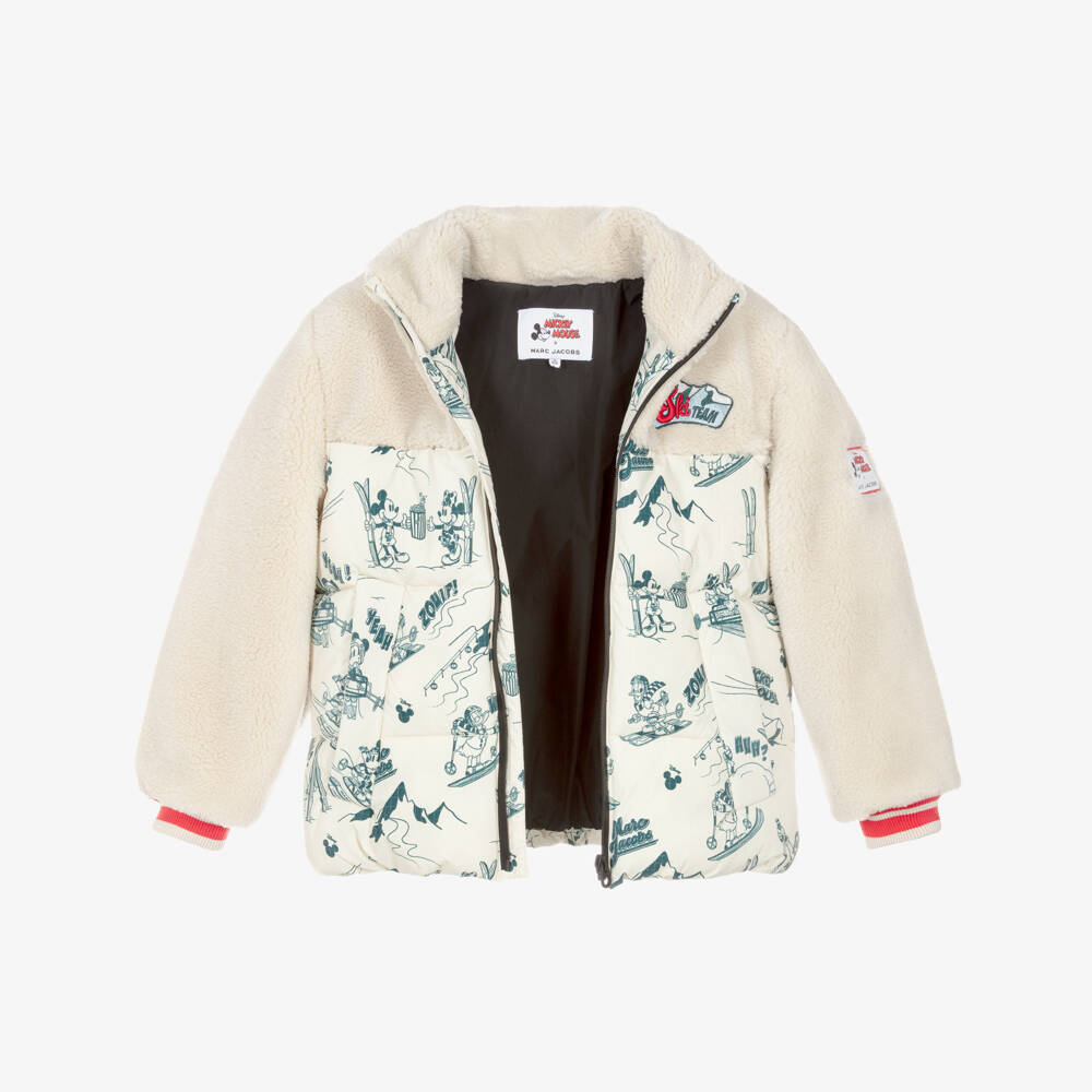MARC JACOBS-Ivory Fleece Jacket with Disney Ski Print | Childrensalon