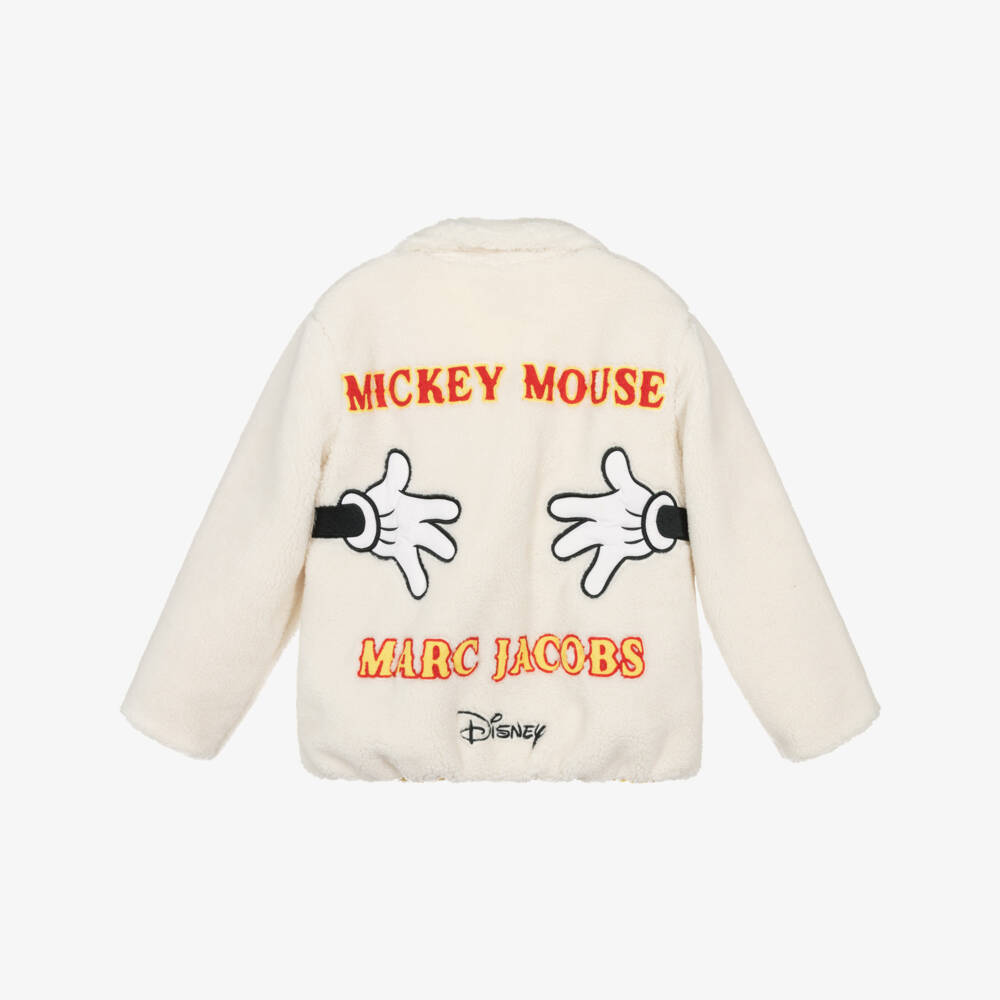 MARC JACOBS-Ivory Teddy Fleece Jacket with Embroidered Mickey Mouse | Childrensalon