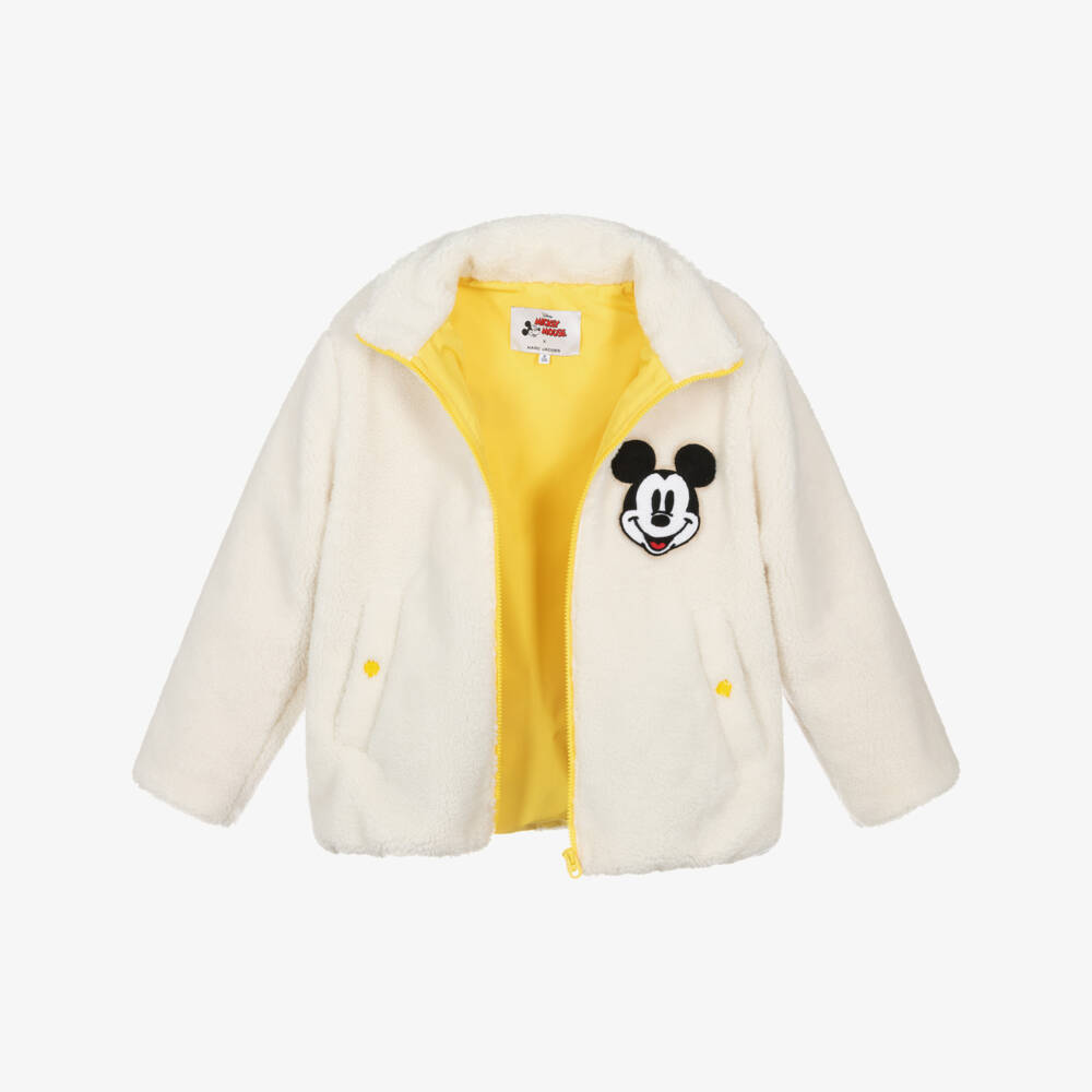 MARC JACOBS-Ivory Teddy Fleece Jacket with Embroidered Mickey Mouse | Childrensalon