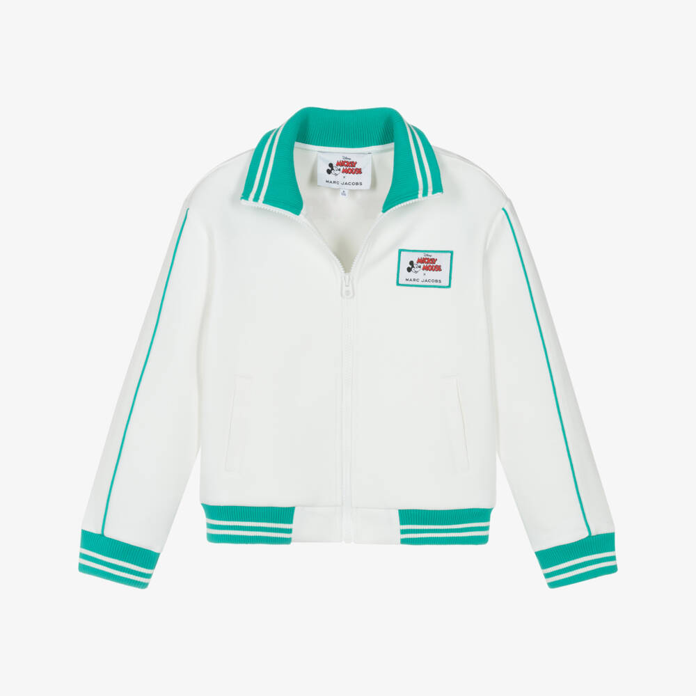 MARC JACOBS-White Mickey Mouse Tennis Print Zip-Up Top | Childrensalon