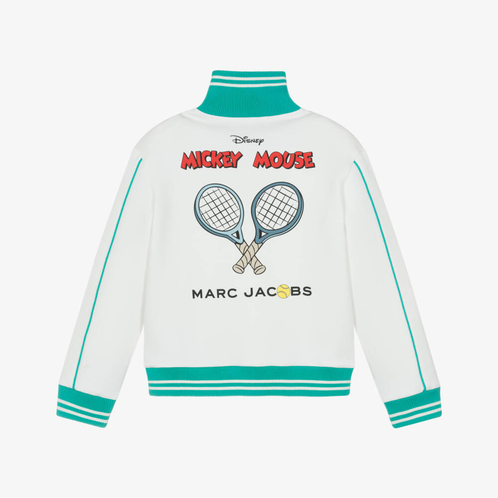 MARC JACOBS-White Mickey Mouse Tennis Print Zip-Up Top | Childrensalon