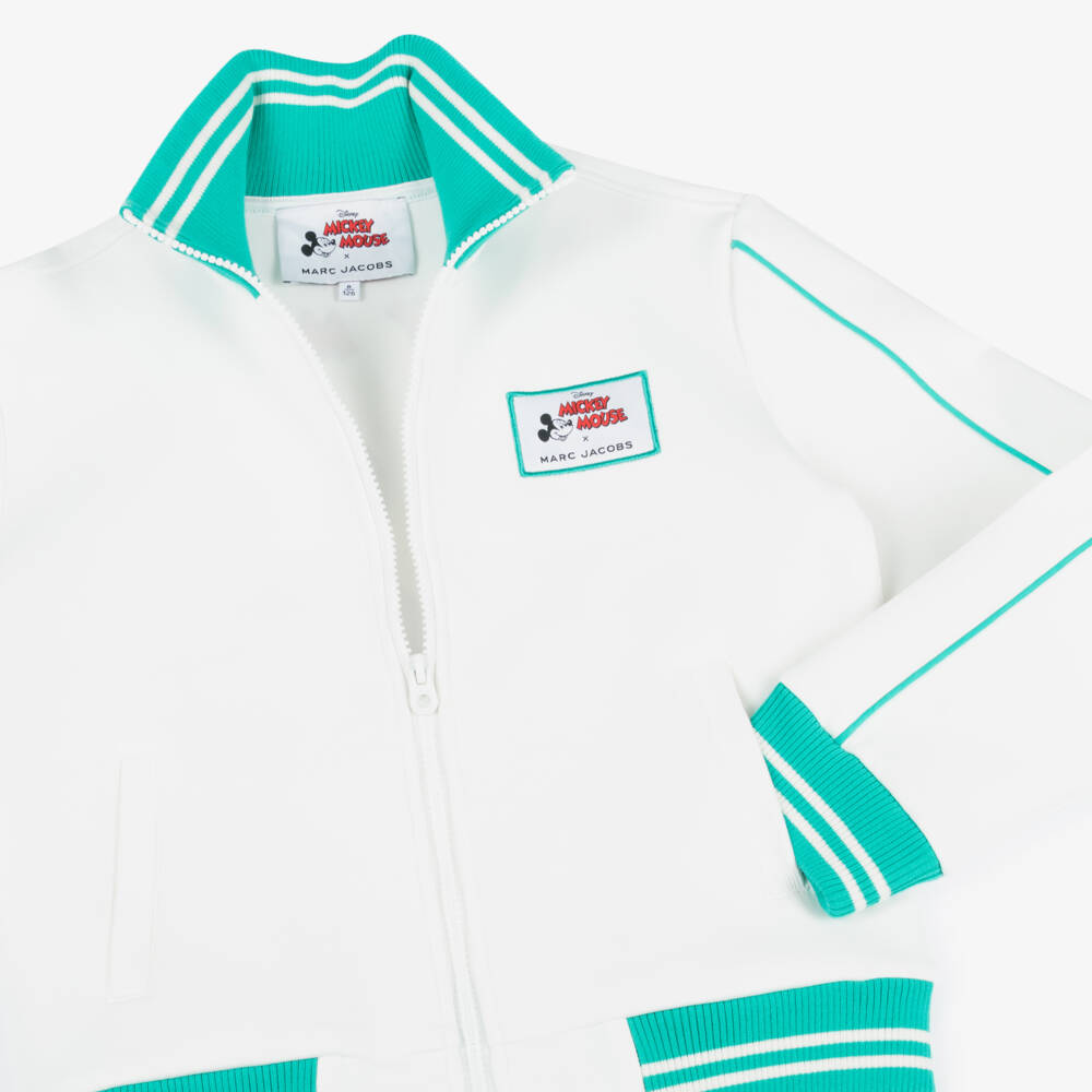 MARC JACOBS-White Mickey Mouse Tennis Print Zip-Up Top | Childrensalon