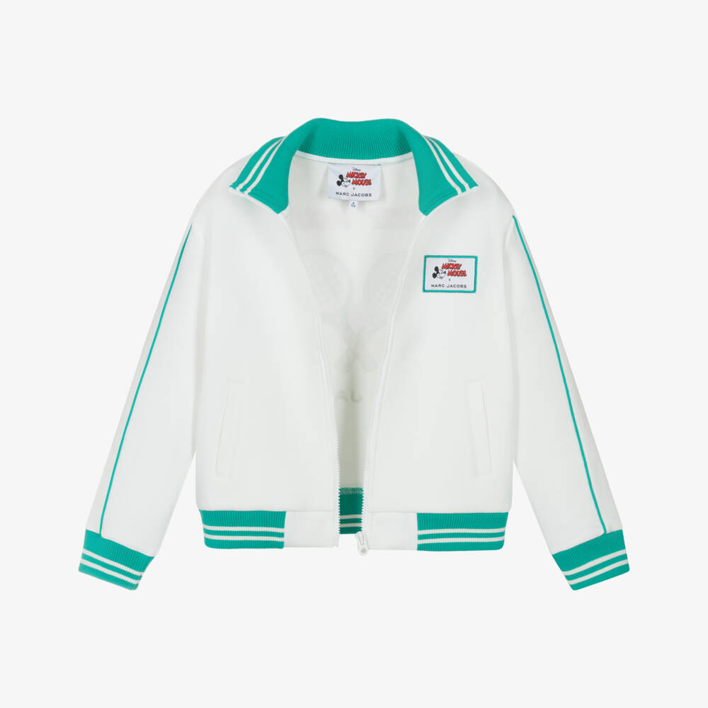 MARC JACOBS-White Mickey Mouse Tennis Print Zip-Up Top | Childrensalon