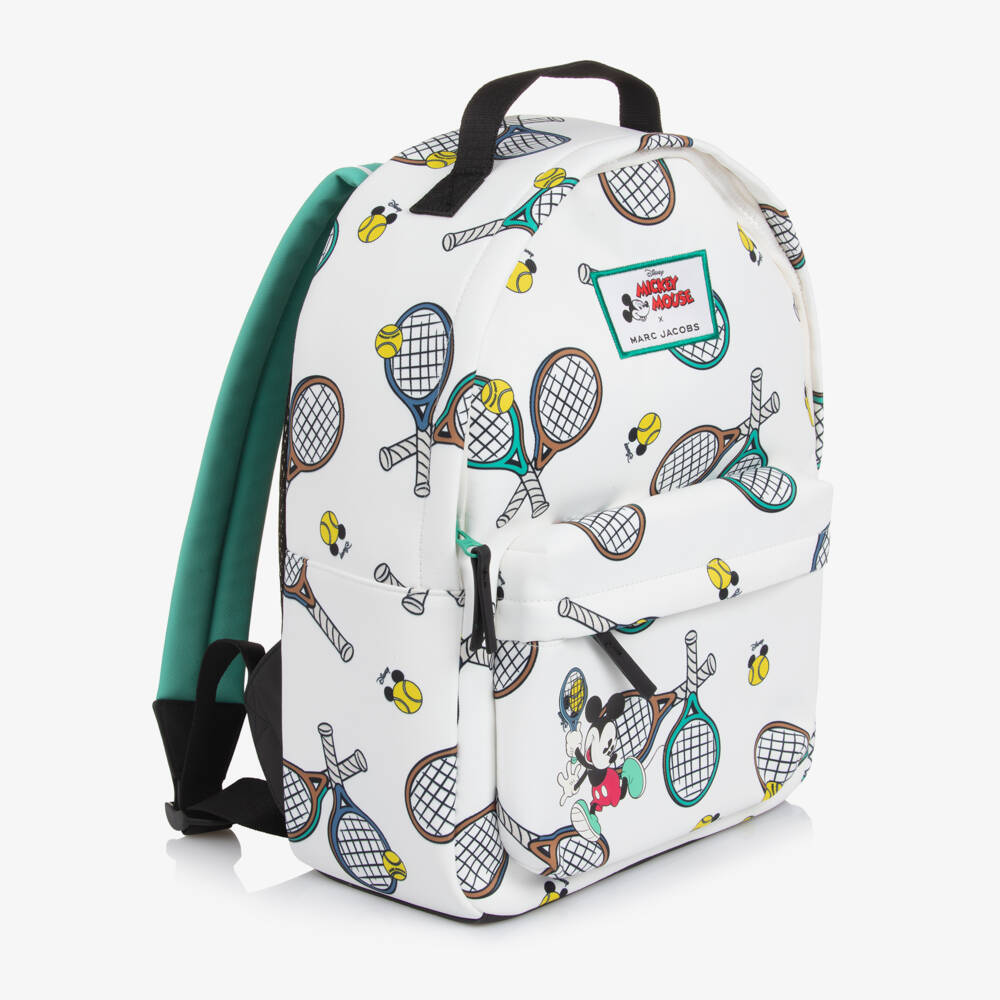 MARC JACOBS-White Mickey Mouse Tennis Racquet Print Backpack (36cm) | Childrensalon