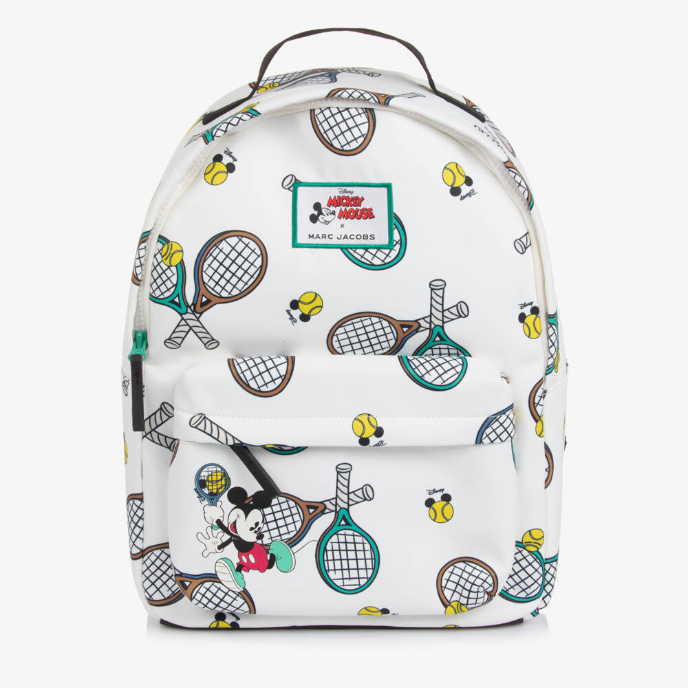 MARC JACOBS-White Mickey Mouse Tennis Racquet Print Backpack (36cm) | Childrensalon
