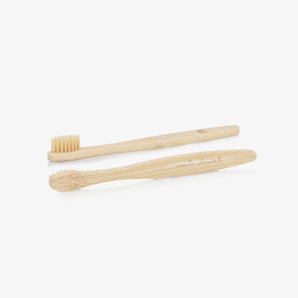 Marie-Chantal-Babies First Toothbrush in Beige Bamboo (2 Pack) | Childrensalon