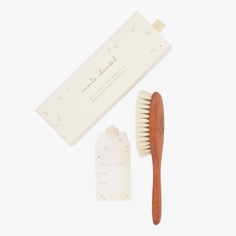 Marie-Chantal-Brown Wood & Bristle Baby Hairbrush | Childrensalon