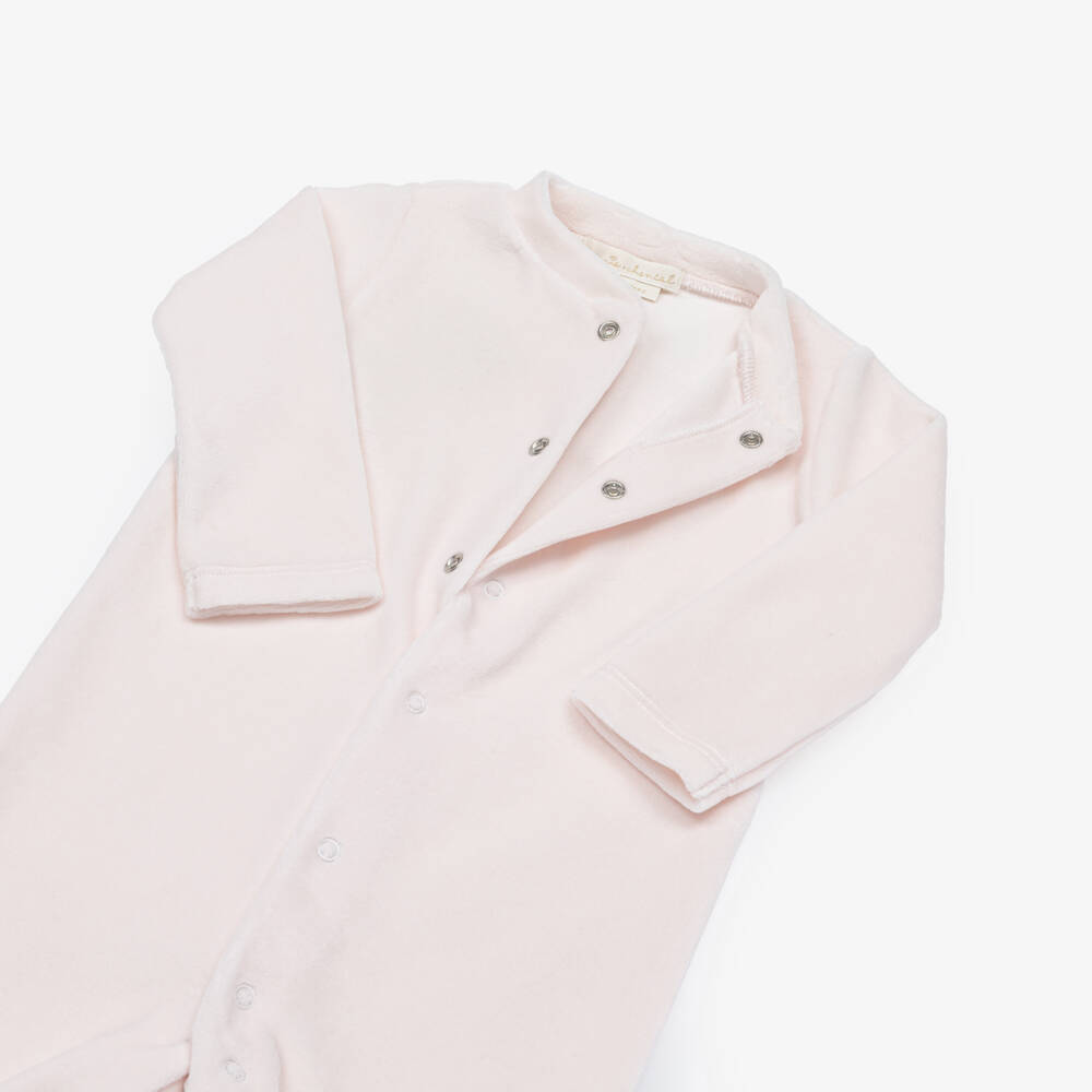 Marie-Chantal-Girls Pale Pink Velour Babygrow & Comforter Gift Set | Childrensalon