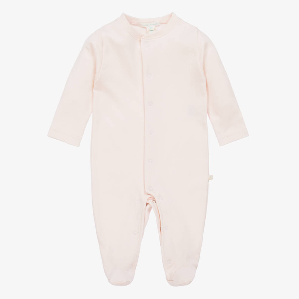 Marie-Chantal-Girls Pink Pima Cotton Babysuit Set  | Childrensalon