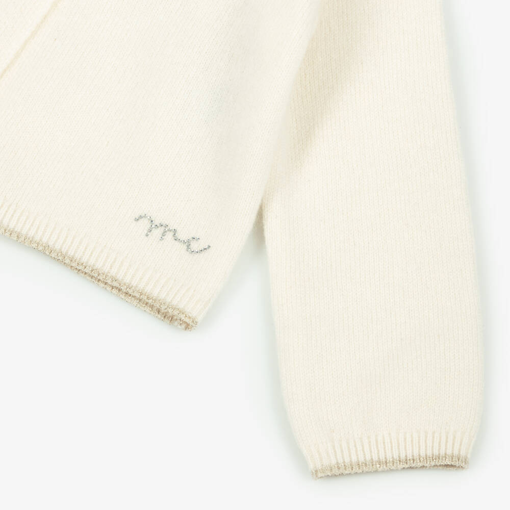 Marie-Chantal-Ivory Angel Wings Pure Cashmere Cardigan | Childrensalon