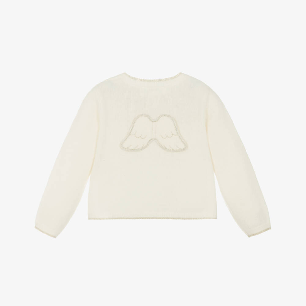Marie-Chantal-Ivory Angel Wings Pure Cashmere Cardigan | Childrensalon