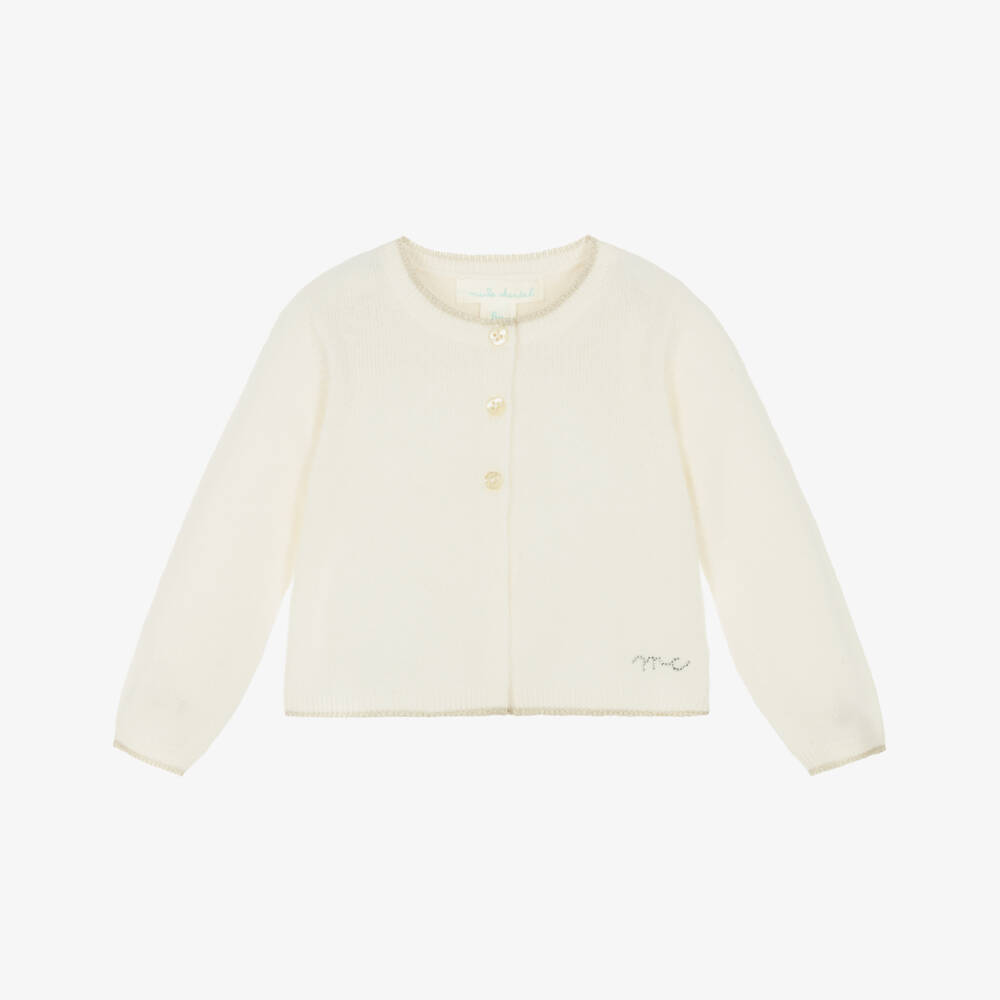 Marie-Chantal-Ivory Angel Wings Pure Cashmere Cardigan | Childrensalon