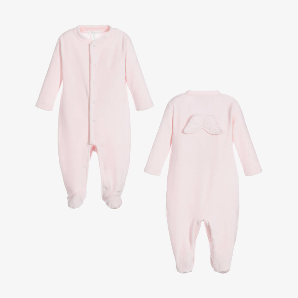 Marie-Chantal-Pink Angel Wings Babygrow | Childrensalon