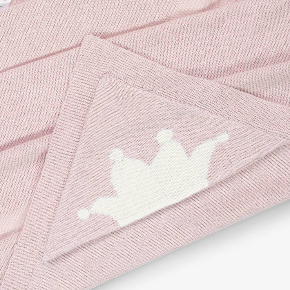 Marie-Chantal-Pink Cotton & Cashmere Hooded Blanket (95cm) | Childrensalon