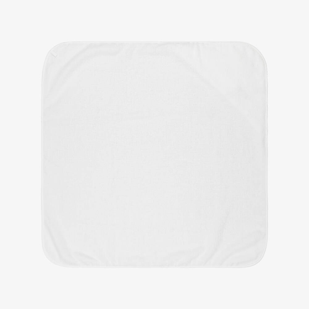 Marie-Chantal-White Cotton Hooded Towel & Mitt Set with Gold Crest | Childrensalon