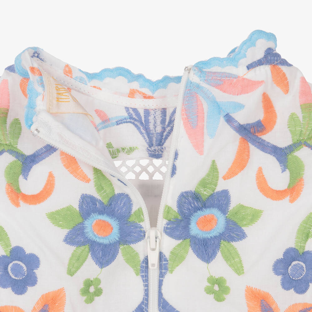 Marlo Kids-Baby Girls Blue & Pink Embroidered Dress | Childrensalon