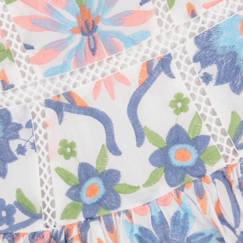 Marlo Kids-Baby Girls Blue & Pink Embroidered Dress | Childrensalon