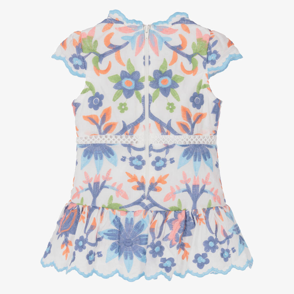 Marlo Kids-Baby Girls Blue & Pink Embroidered Dress | Childrensalon