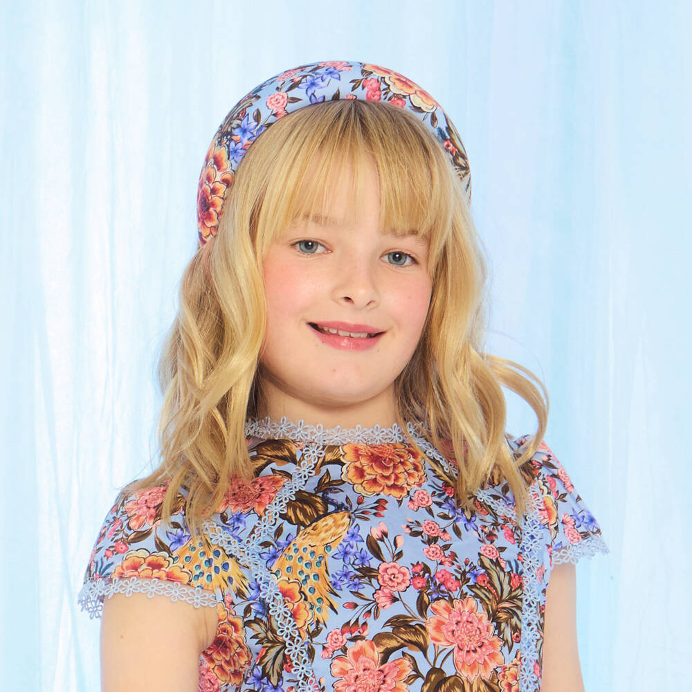 Marlo Kids-Girls Blue & Pink Floral Hairband | Childrensalon