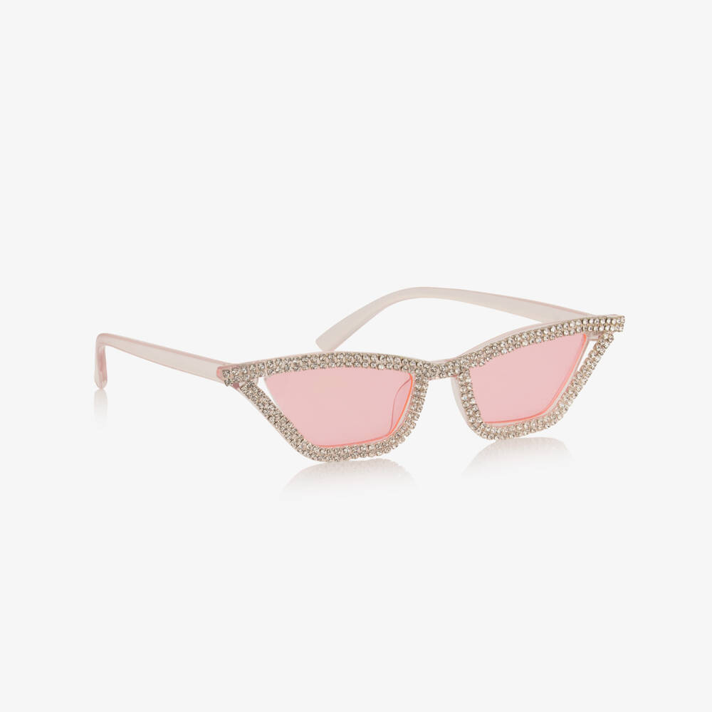 Marlo Kids-Girls Diamanté Embellished Pink Cat Eye Sunglasses | Childrensalon