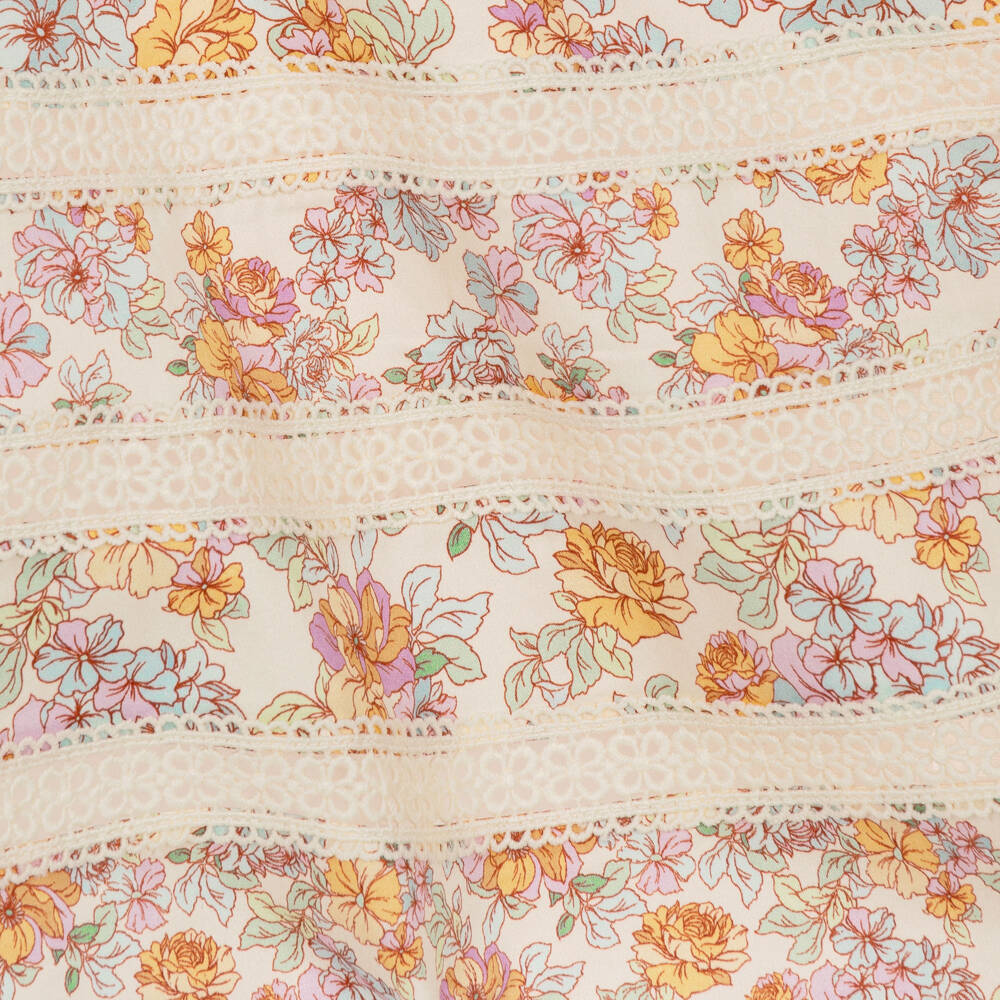 Marlo Kids-Girls Ivory Cotton Floral Dress with Lace Details | Childrensalon