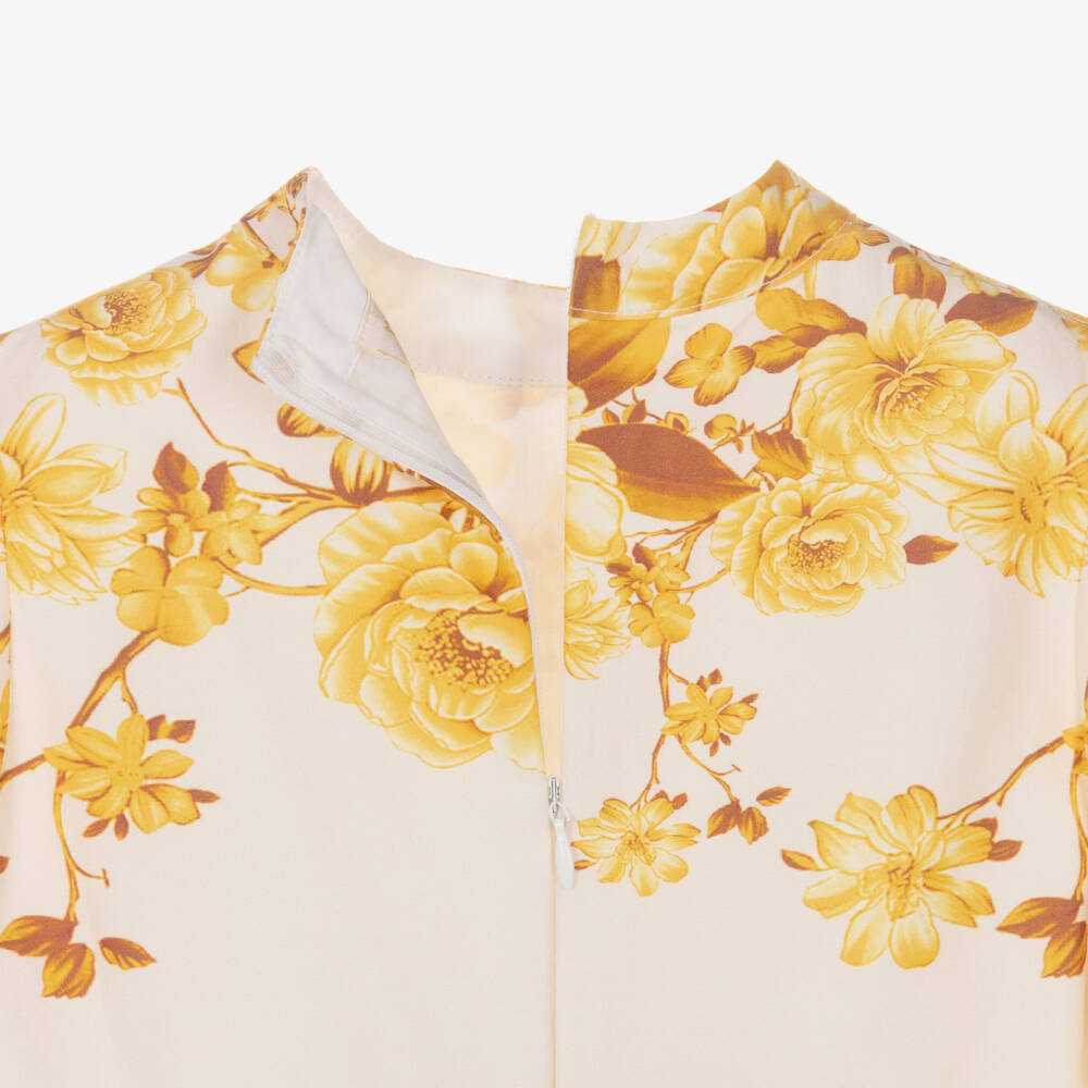 Marlo Kids-Платье кремовое хлопковое с жёлтыми цветами для девочек | Childrensalon