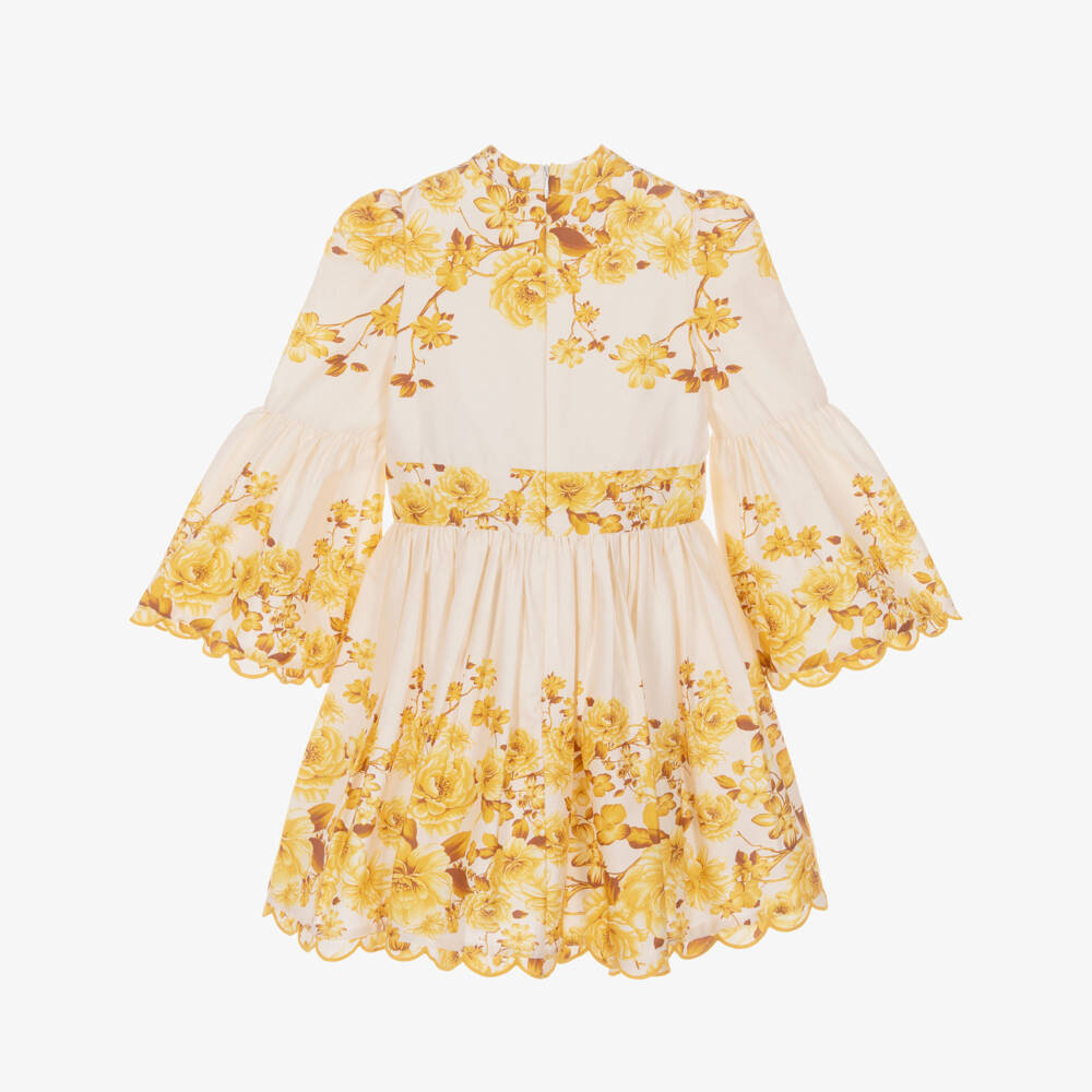Marlo Kids-Платье кремовое хлопковое с жёлтыми цветами для девочек | Childrensalon