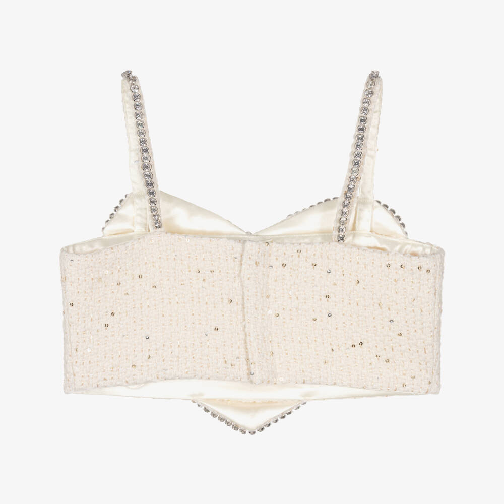 Marlo Kids-توب تويد بشكل قلب لون عاجي للبنات | Childrensalon