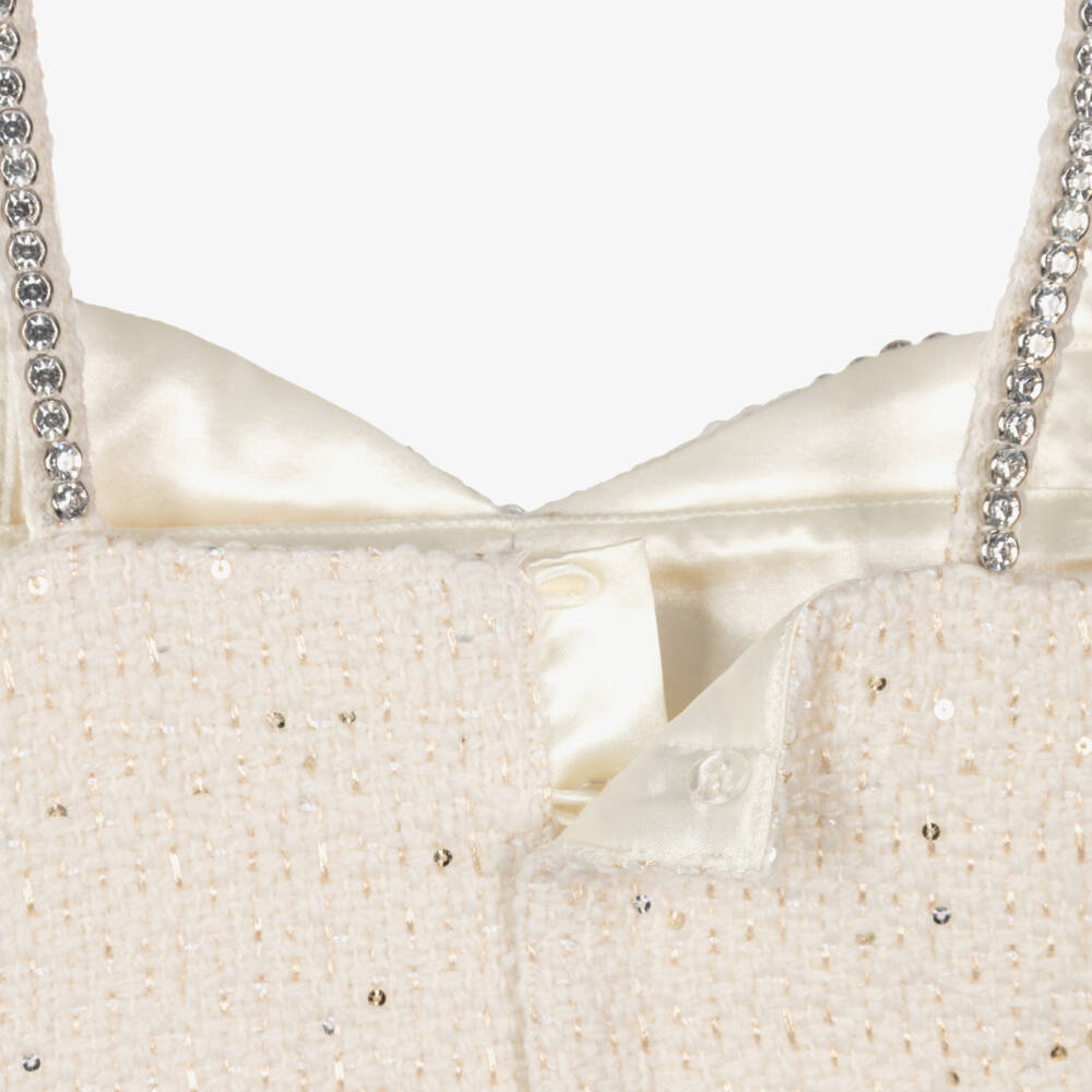 Marlo Kids-توب تويد بشكل قلب لون عاجي للبنات | Childrensalon