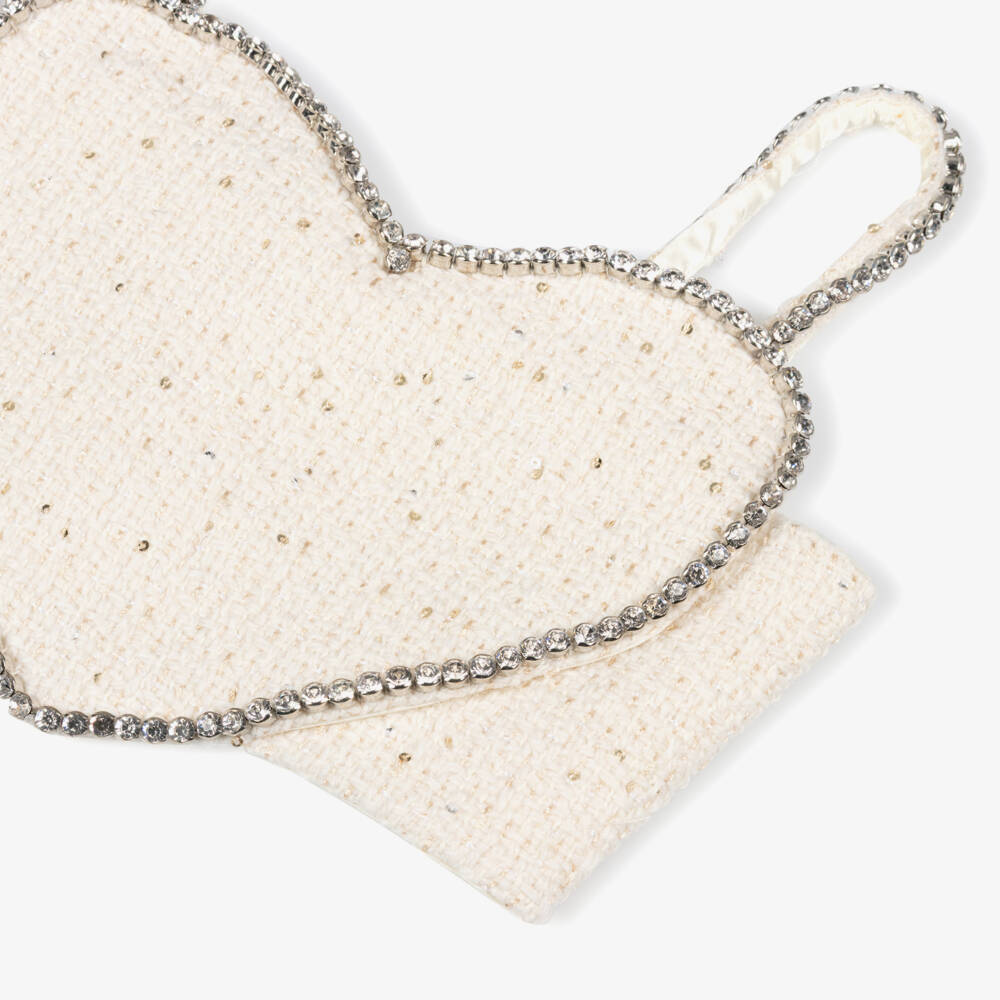 Marlo Kids-توب تويد بشكل قلب لون عاجي للبنات | Childrensalon